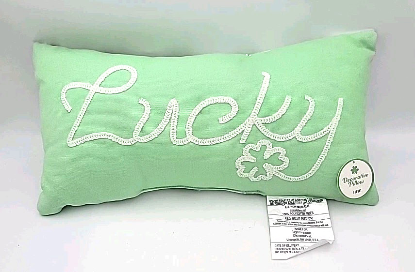 Embroidered "Lucky" Accent pillow St. Patrick's Day