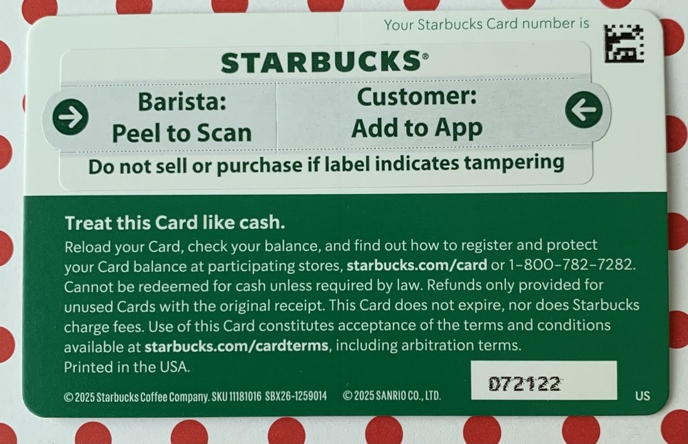 NEW 2025 Starbucks Gift Card - Hello Kitty