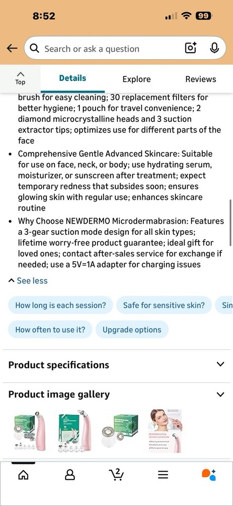 NEWDERMO Diamond Microdermabrasion Machine USB Rechargeable Pink