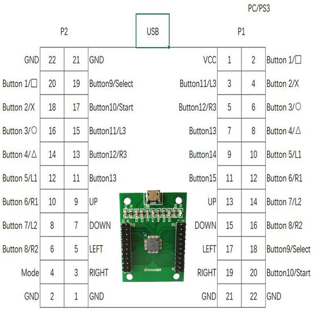 Arcade Encoder to USB Controller 187 Wiring 2 Players DIY Kit For Mame PC PS3 C