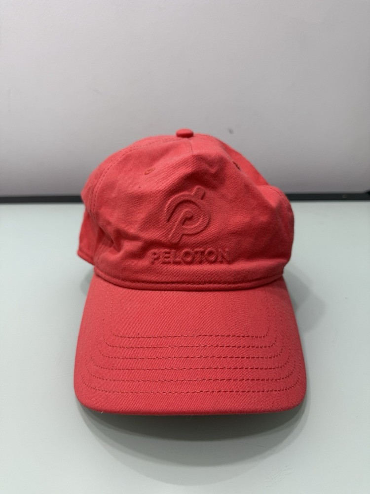 PELOTON Adjustable Strapback Hat Cap Embossed Logo CORAL