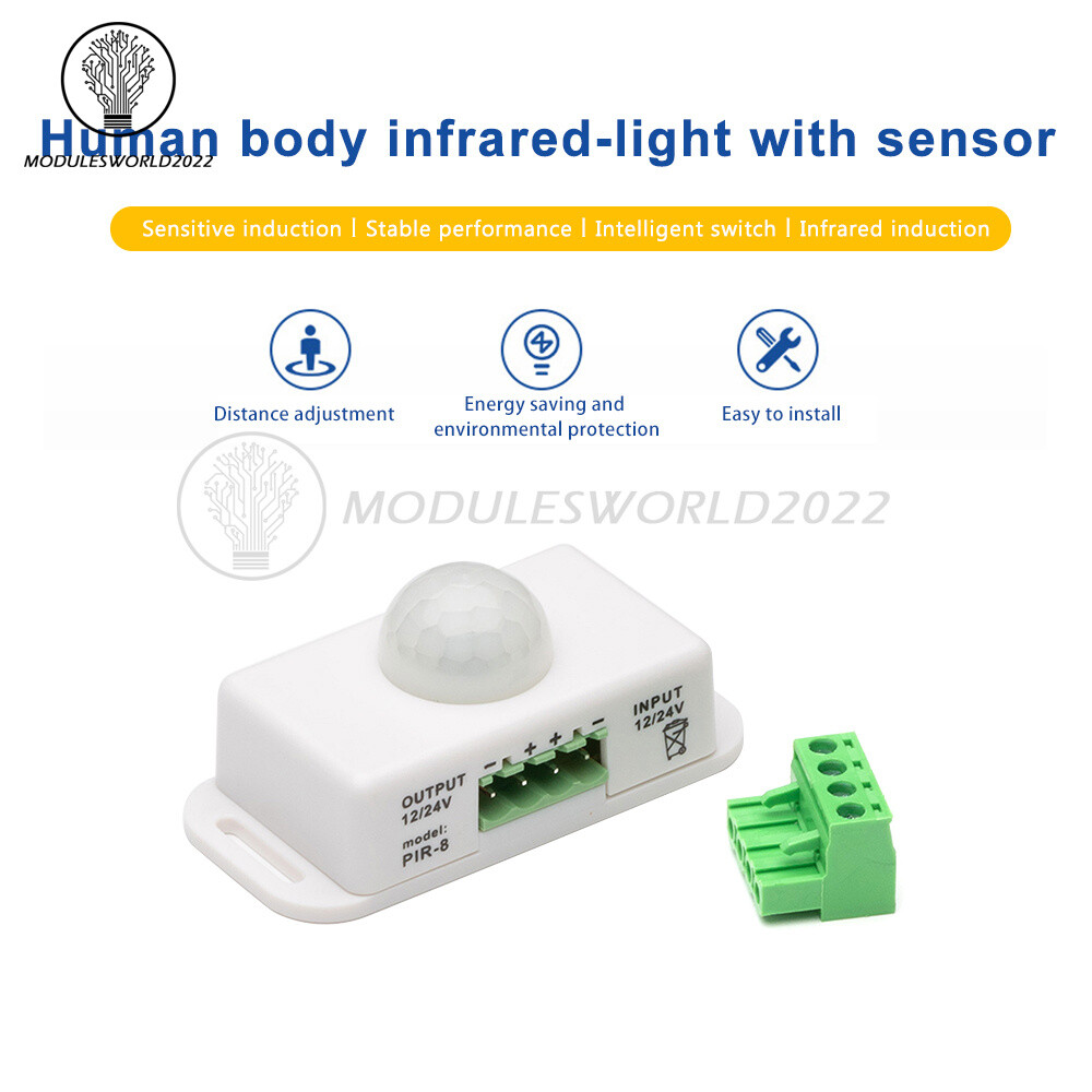DC 12V-24V 8A/6A Automatic Adjustable Infrared PIR LED Motion Sensor Switch