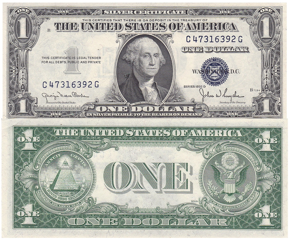 1935-D $1 Silver Certificate Narrow Fr 1613N Random Blocks Uncirculated