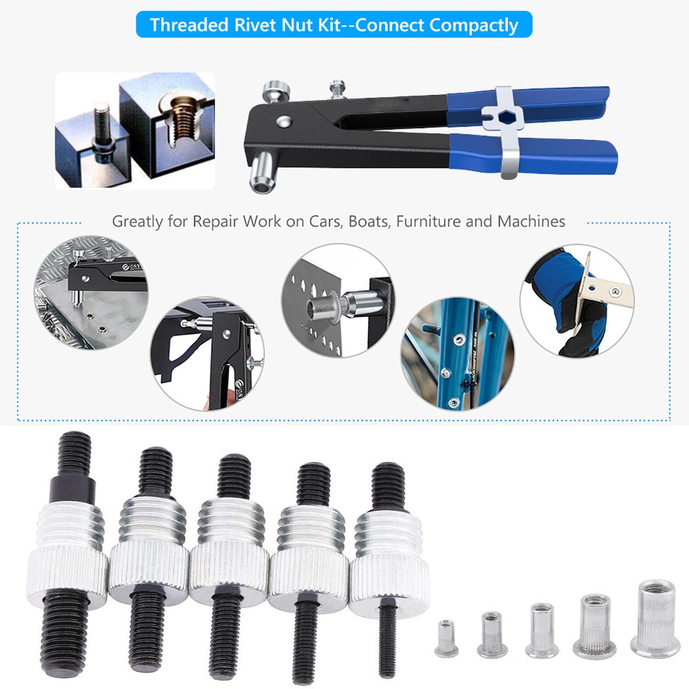 86 Pcs Threaded Nut Rivet Gun M3-M8 Insert Tool Riveter Rivnut Nutsert Riveting