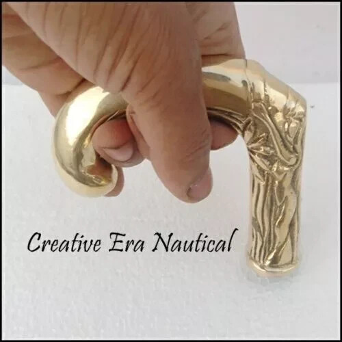Solid Brass Engraved New Designer Antique Style Derby head Only handle Handmade