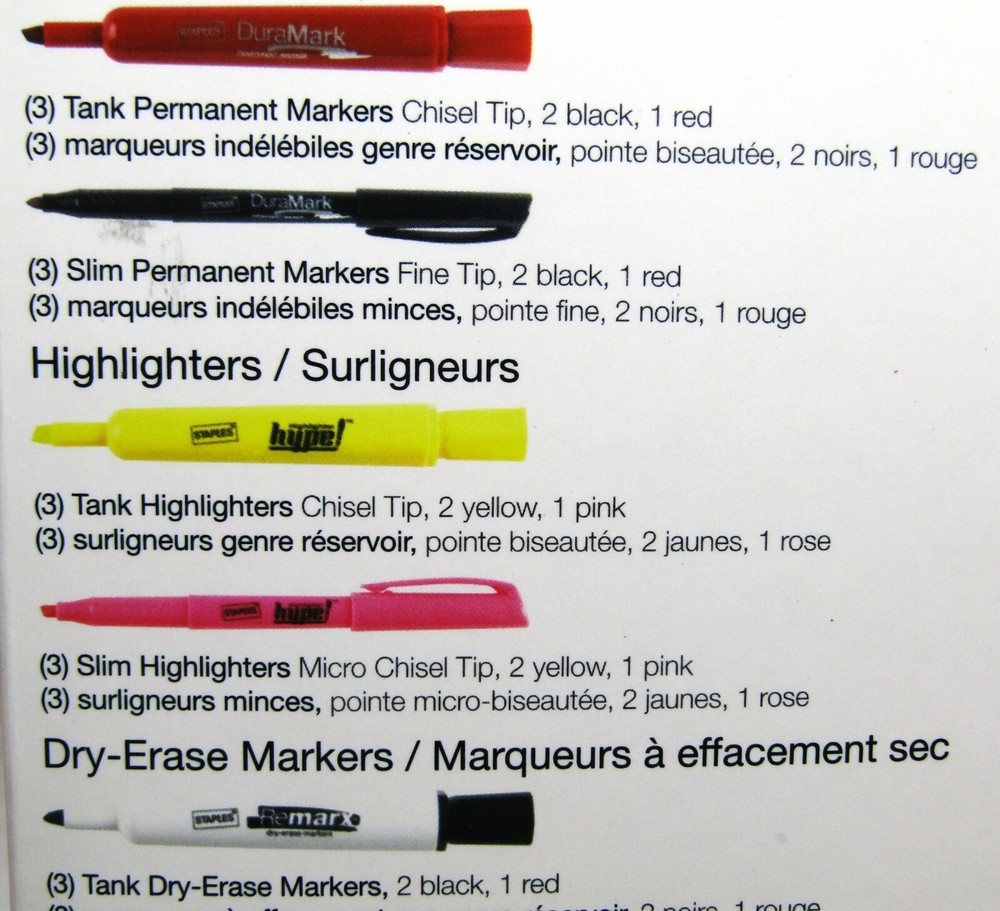 Staples 27146 Assorted Value Pack Permanent Markers, 18 Ct .