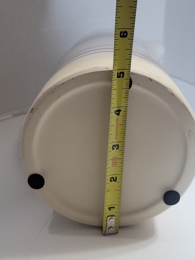 Ceramic/Stoneware Pitcher w/Handle-Cream Color with Horizontal Brown Stripes