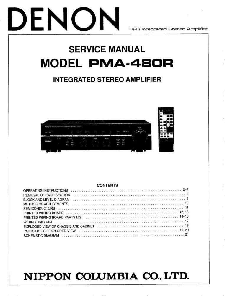 Denon PMA-480R Pre-Main Amplifier Owners Manual