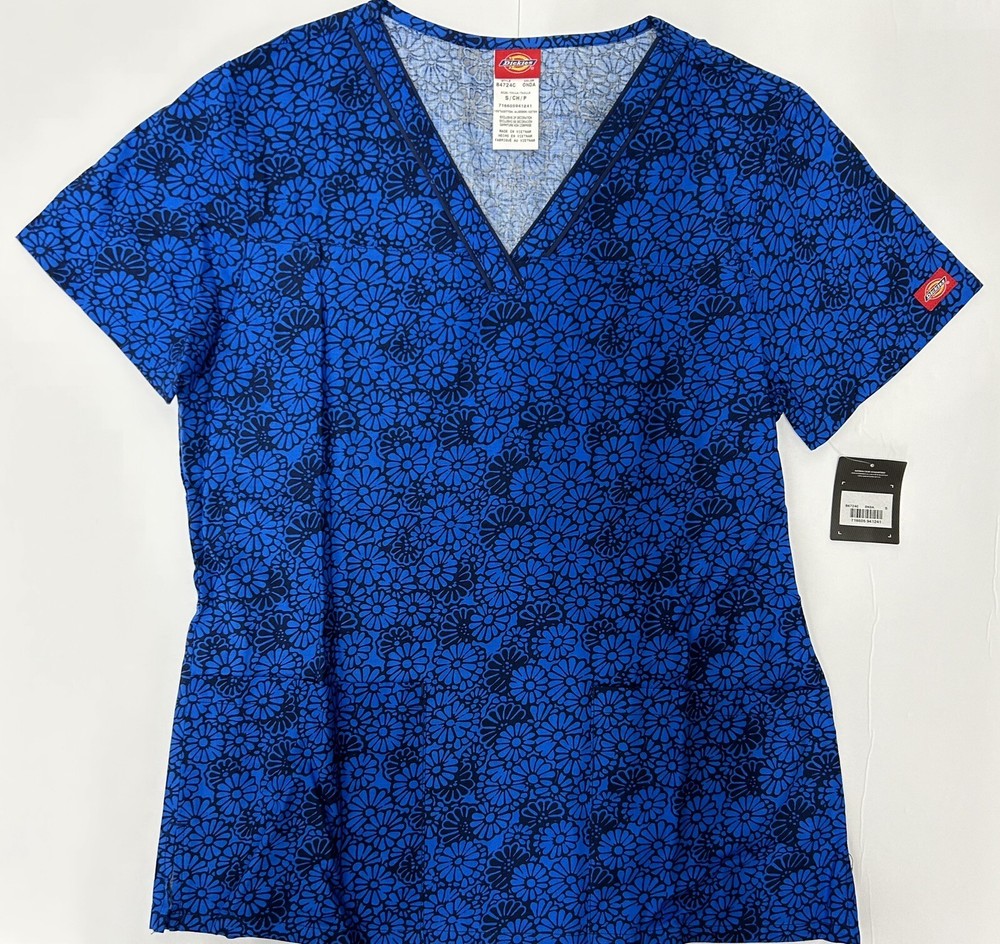 Dickies Women’s Scrub V-Neck Floral Pattern Size S