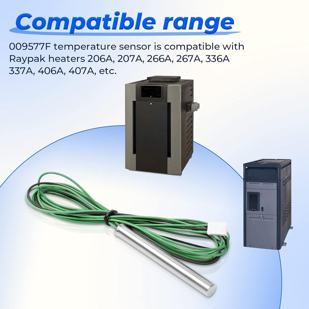 Raypak Compatible Pool Heater Sensor with ±10% Measurement, Durable Materials