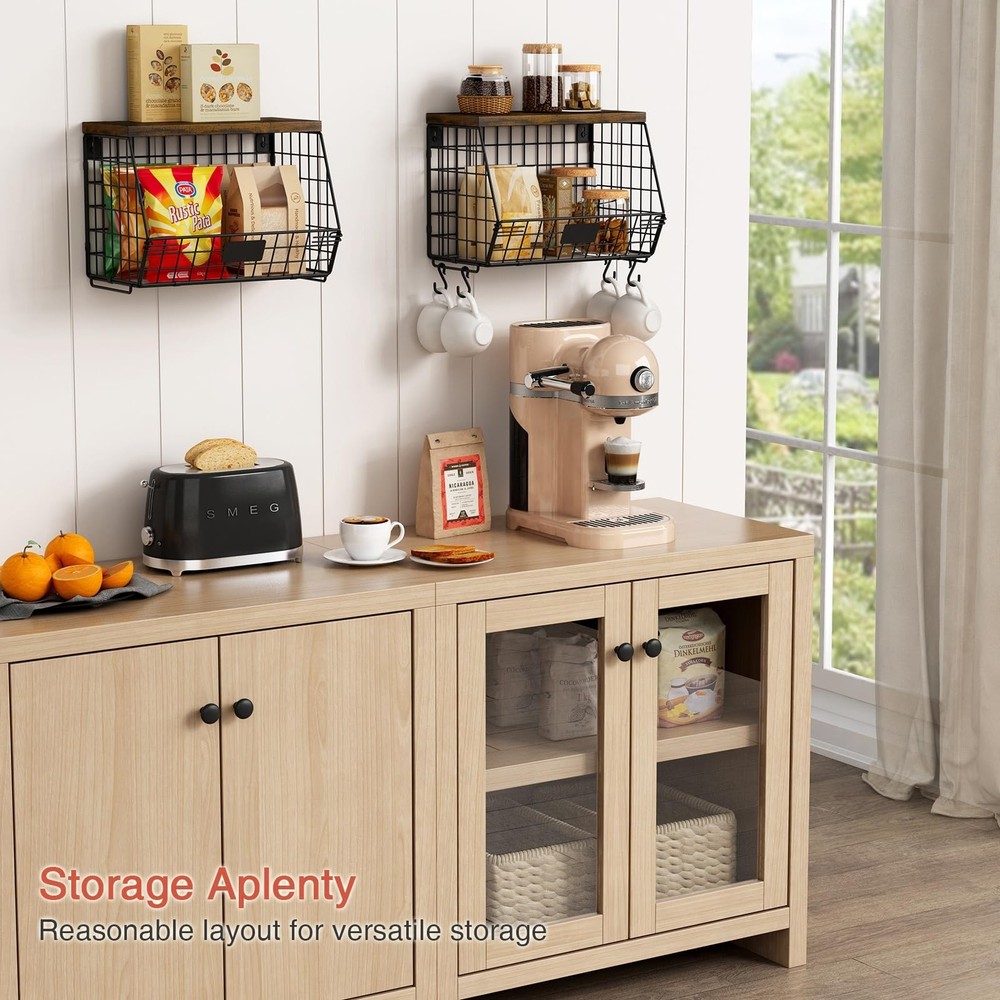 Hanging Wall Fruit Basket for Kitchen Counter 2 Pack, Stackable Wire Baskets ...