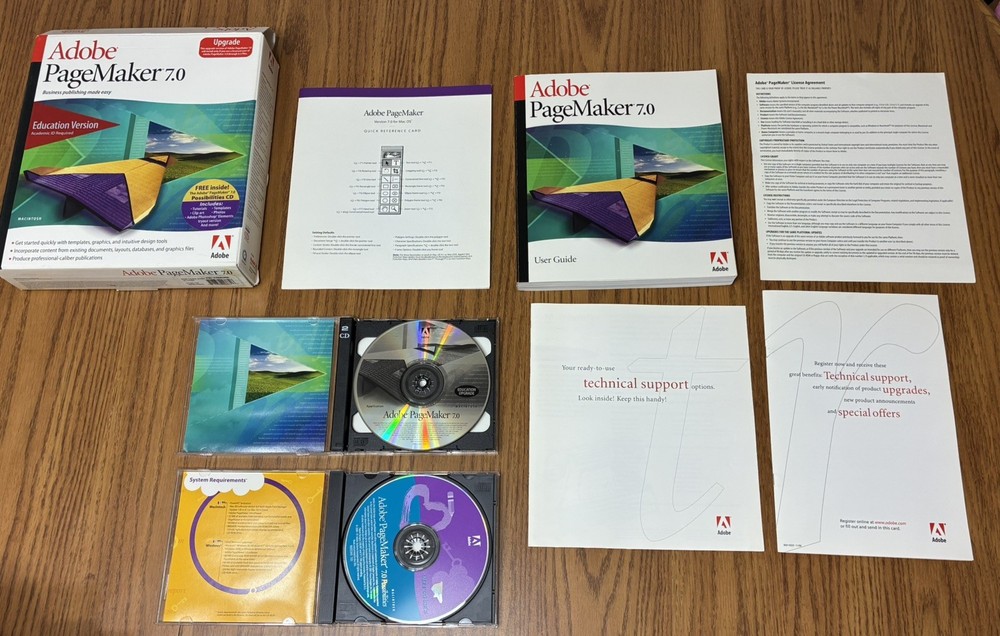 Adobe PageMaker 7.0 Education Version for Macintosh MAC 2 Disc Set with Serial #