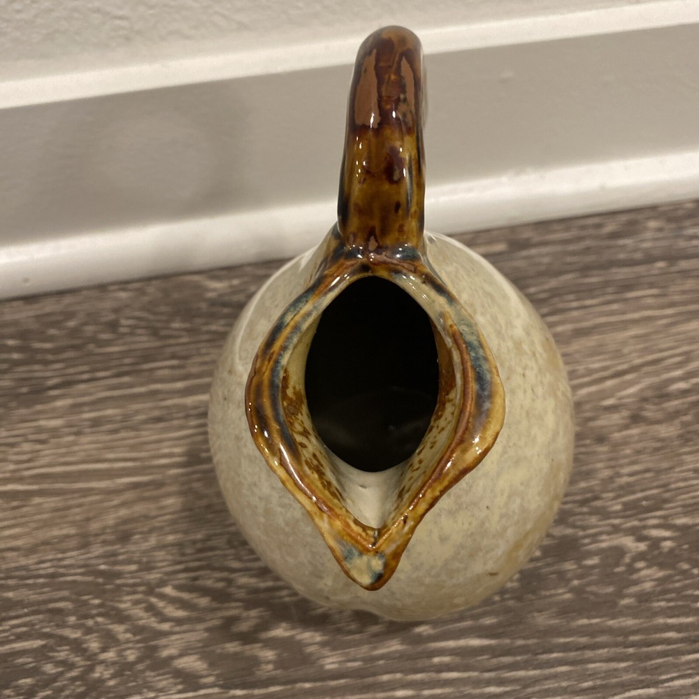 Pear Fruit Shaped Pitcher - Pottery Rustic - Brown Tan High Gloss 6.5” Tall