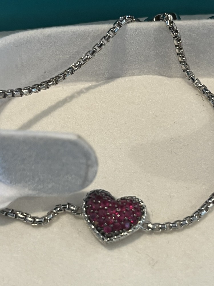 Effy Ruby 925 Stainless Silver Heart Adjustable Ladies Bracelet Beautiful Gift