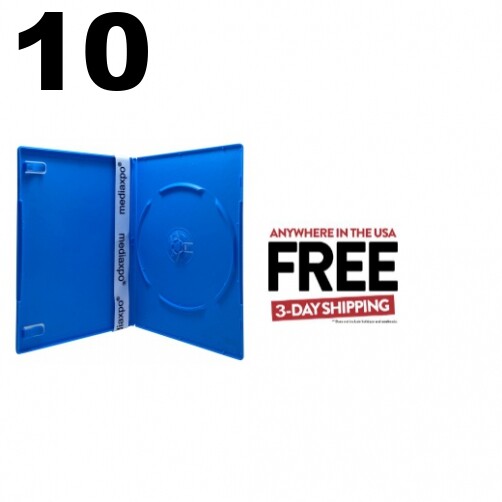 10 SLIM Solid Blue Color Single DVD Cases 7MM ** 1-3 DAY