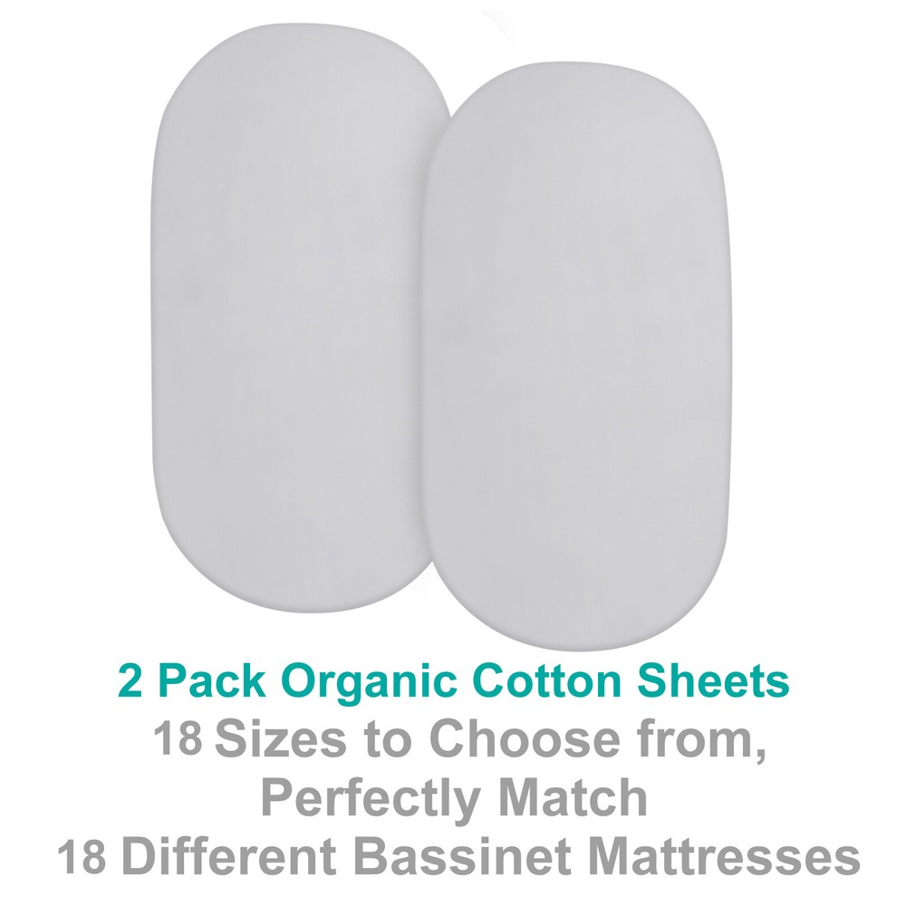 Bassinet Fitted Sheets 100% Organic Soft Cotton Sheets 2 Pack Multi-size Gray