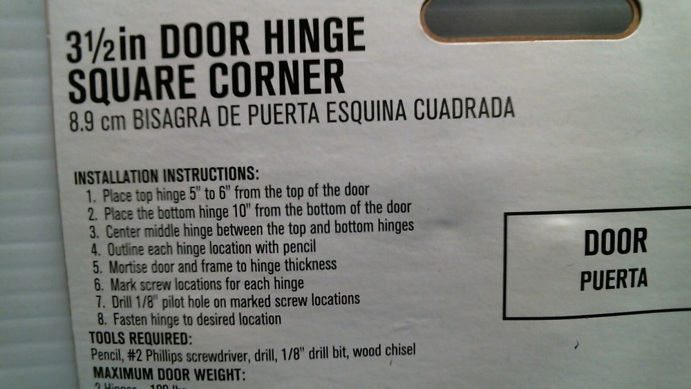 ACE 3-1/2" Door Hinge Square Corner (5297155) FS