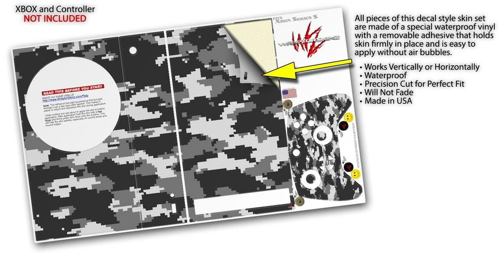 Skins XBOX Series S Console Controller WraptorCamo Digital Camo Gray