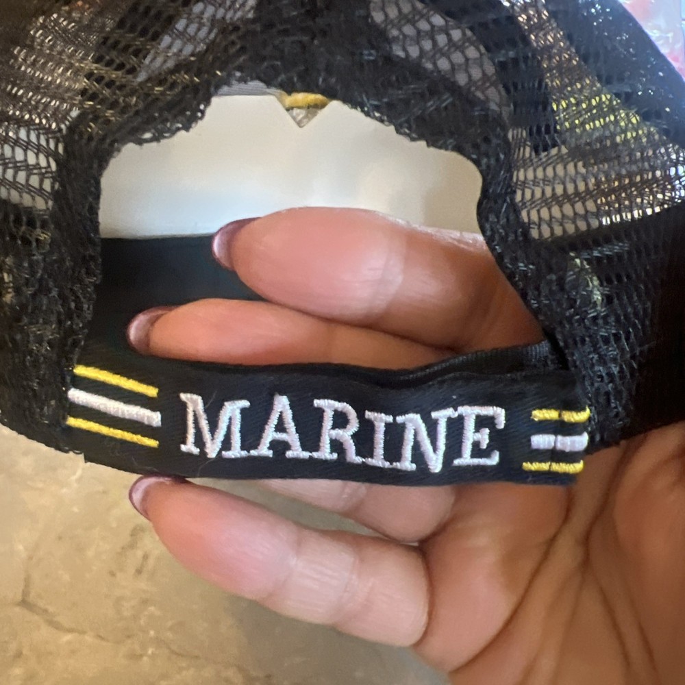 Retired Marine Ball Cap Adjustable Black Mesh