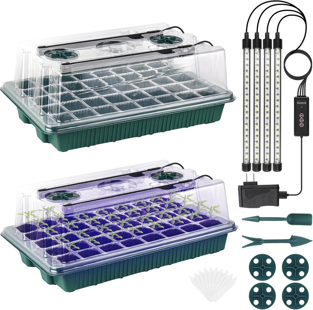 Seed Starter Tray with Grow Light, 80 Compartment Seed Starter Kit