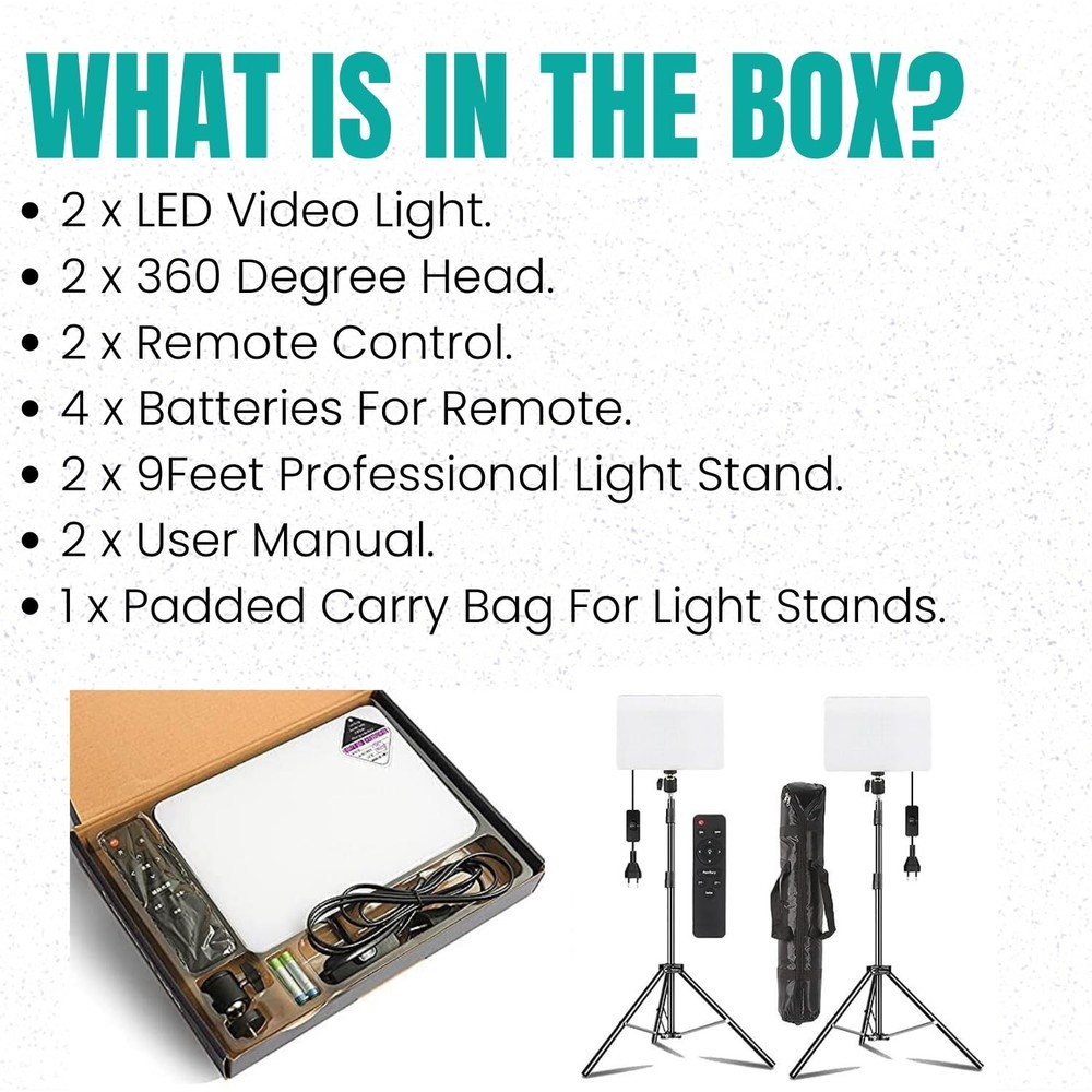LED Panel Video Light Kit Studio Photography Video Recording For Streaming