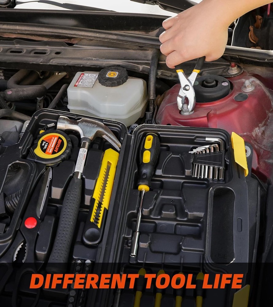 40 piece household hand tool kit with plastic toolbox storage case