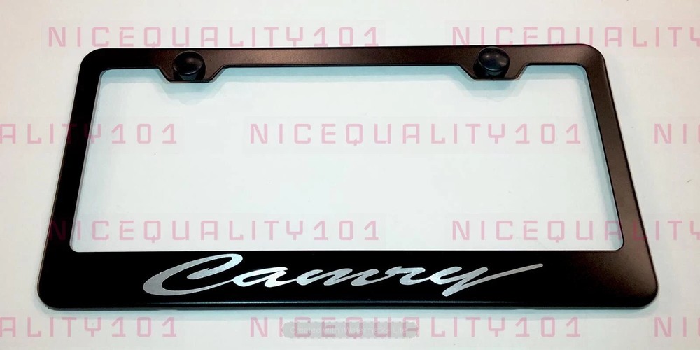 Camry Script Stainless Steel Black Finished License Plate Frame Holder Rust Free
