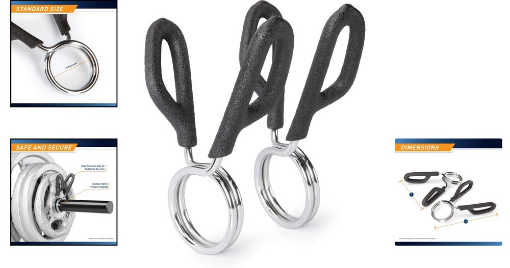 Compact 1-Inch Spring Clip Collar Pair for Safe Powerlifting & Strength Training