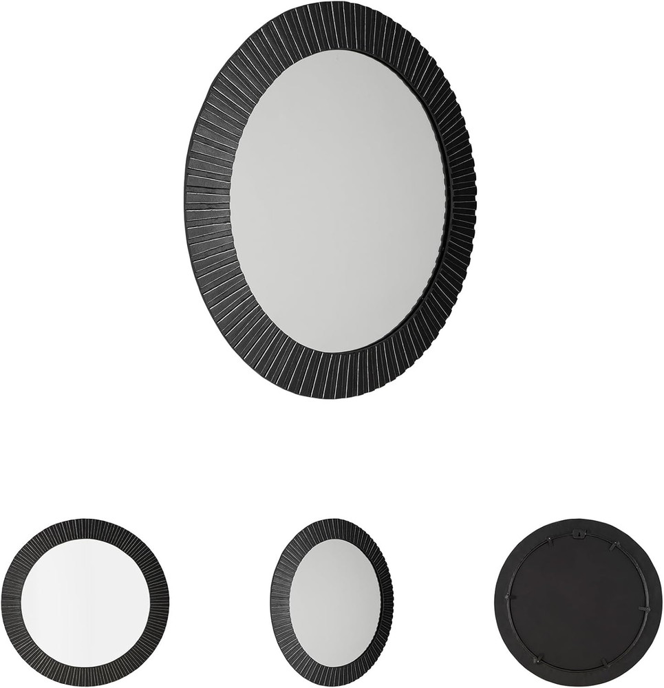 Black Wall Mounted Aluminum Accent Mirror with Thick Frame by Ashley