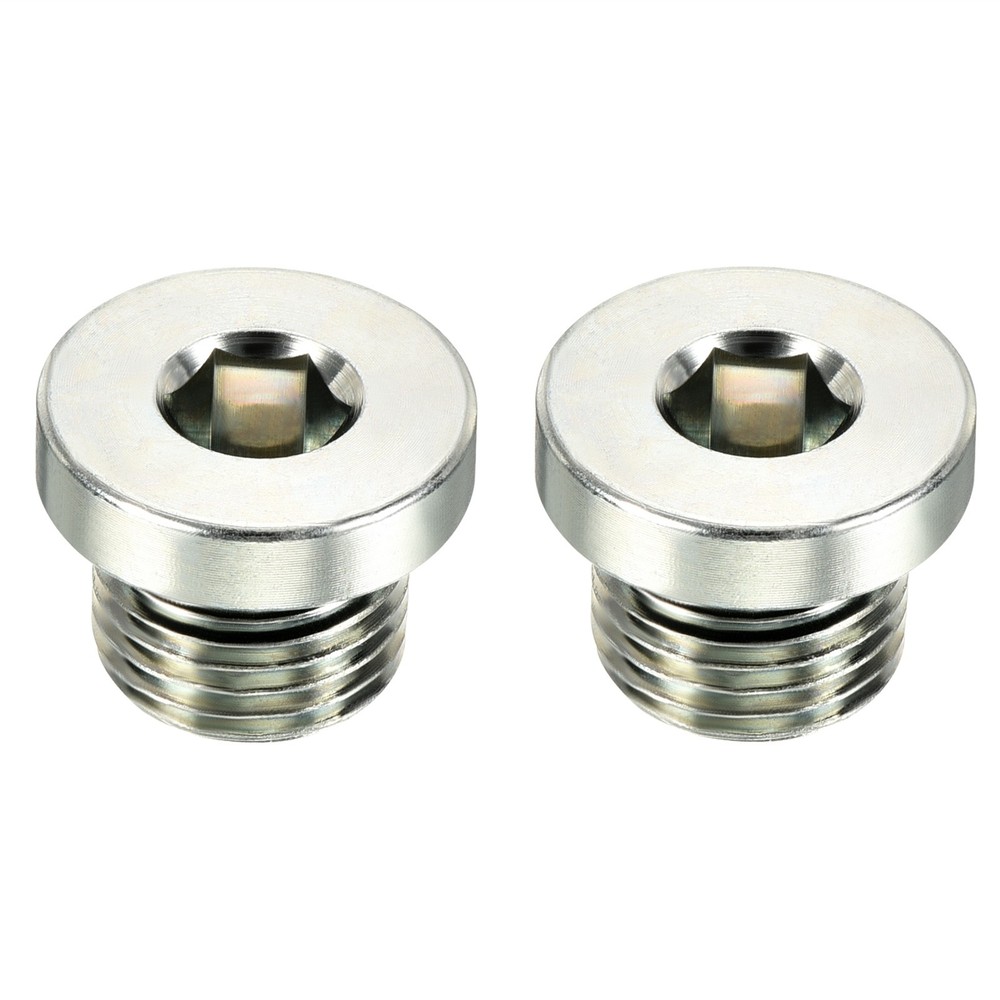2 Pcs M16 x 1.5 Male Thread Internal Hex Head Socket Pipe Fitting Plug (Silver)