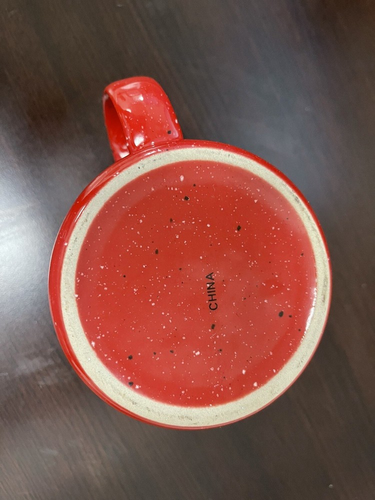 La Cave Red Large Coffee Cup Enamel Ceramic, Camping