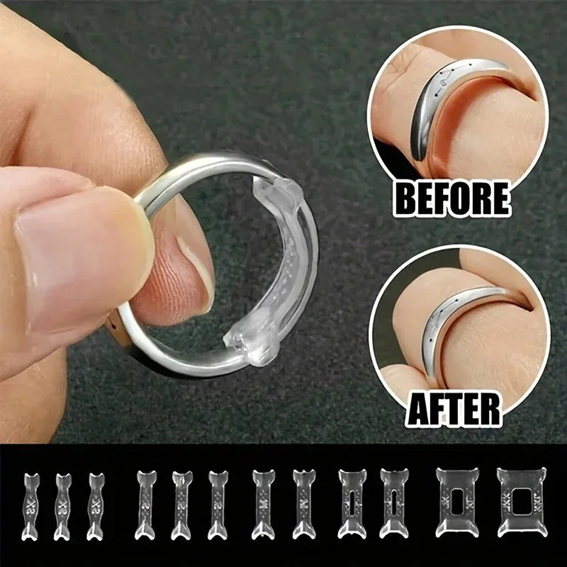 12 Rings/ set, adjustable pad, ring size adjuster, fixed loose ring size