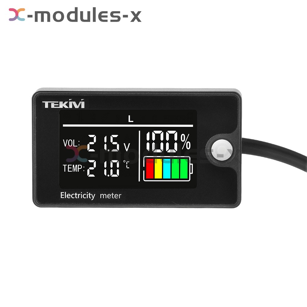 DC8-100V LCD Digital Battery Capacity Indicator Voltmeter w/ Temperature Display