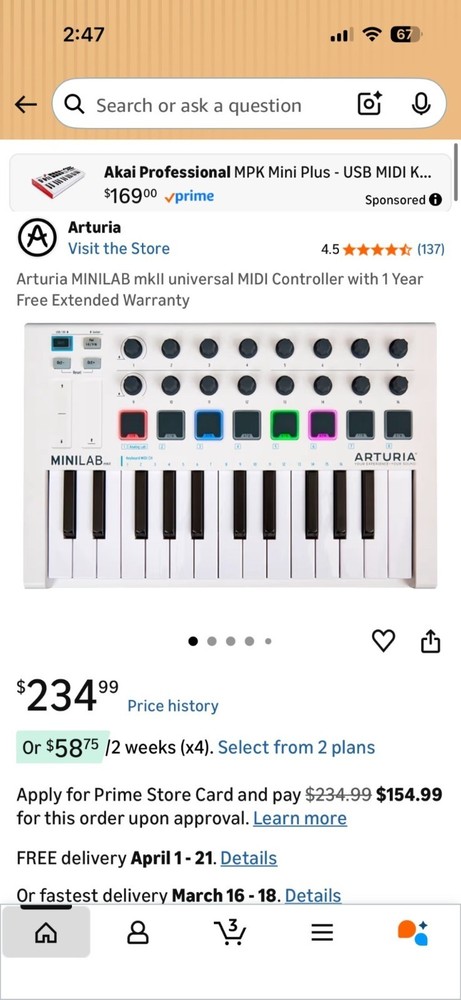 Arturia MiniLab MkII Universal MIDI Controller With 25-Key Keyboard & 16 Encoder