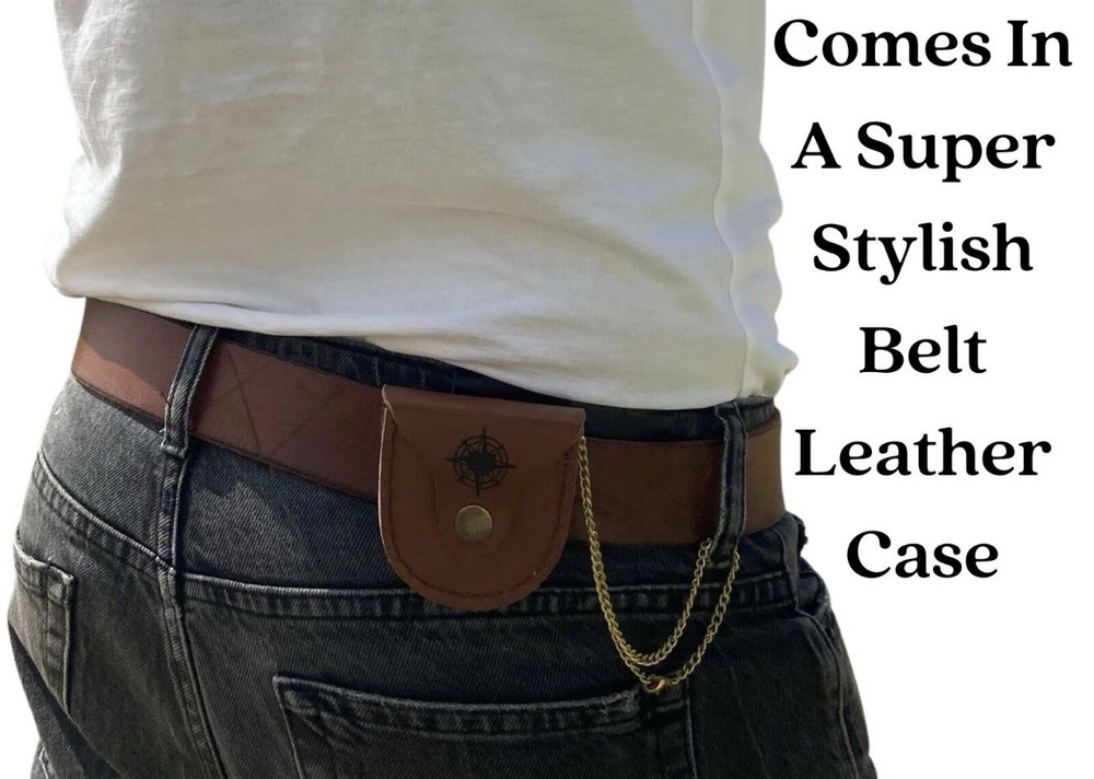 Oaki Way Dad's Compass – Sentimental Pocket Compass w/Chain & Leather Case *READ