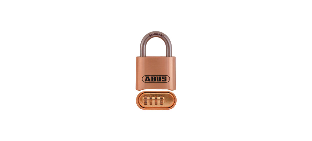 4 Wheel Dial, Resettable Combo Padlock, 2" Wide, Solid Brass Body, Shackle -