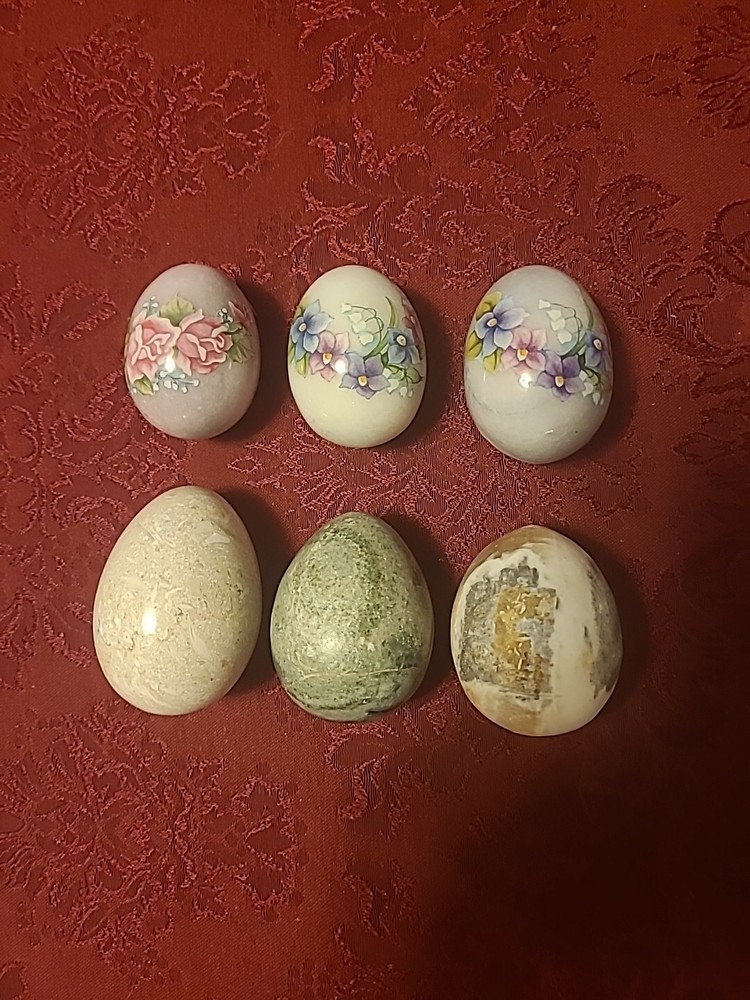 Lot Of 6 Stone Eggs Assorted 3" And Under