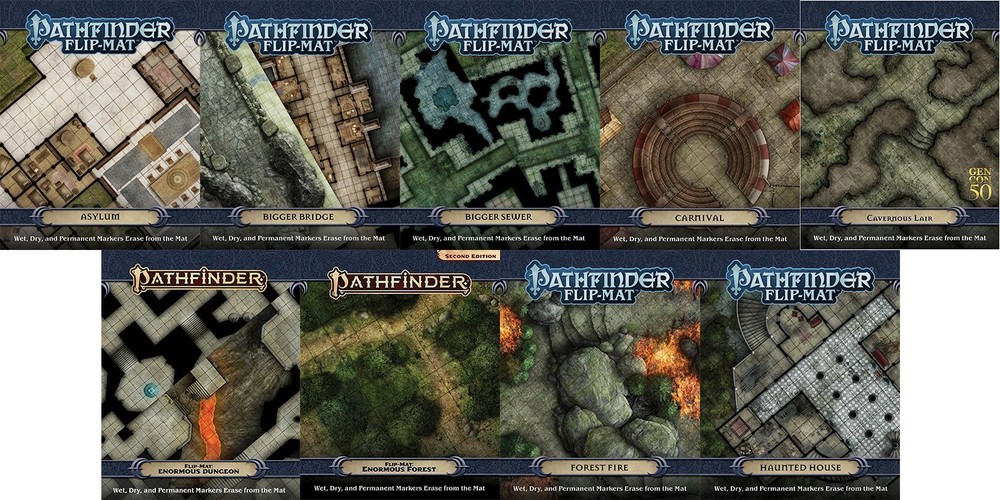 Pathfinder Flip-Mat: Assorted Maps, OOP, Forest, Sewer, Carnival, Bridge, + More