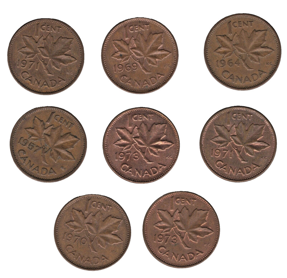 Canada Elizabeth II 1 Cent Coins x8 – Mixed Dates