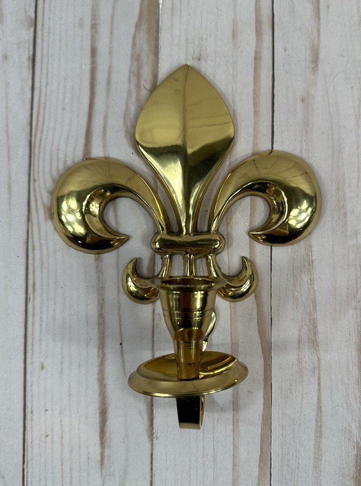 Past Times Fleur-De-Lys Wall Sconce, Brass, Made In India