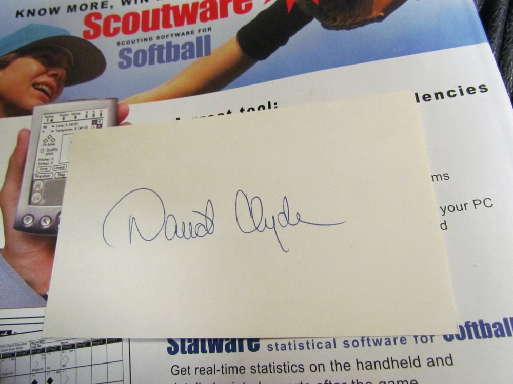 David Clyde autographed index card
