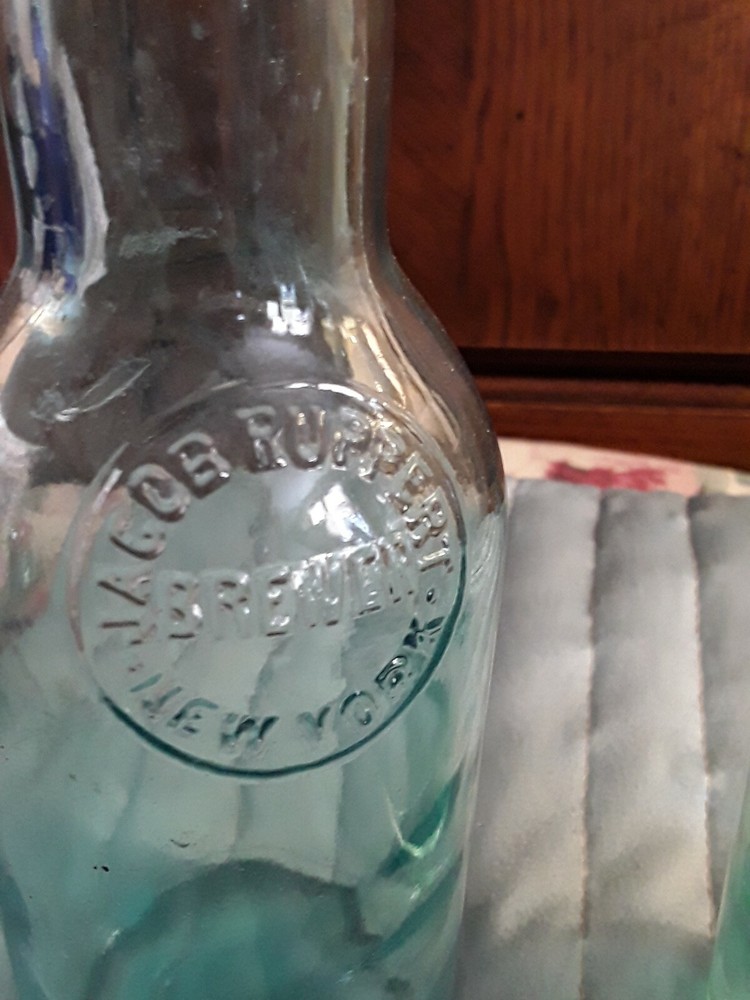 2 Early Jacob Ruppert Brewer Green Beer Bottles