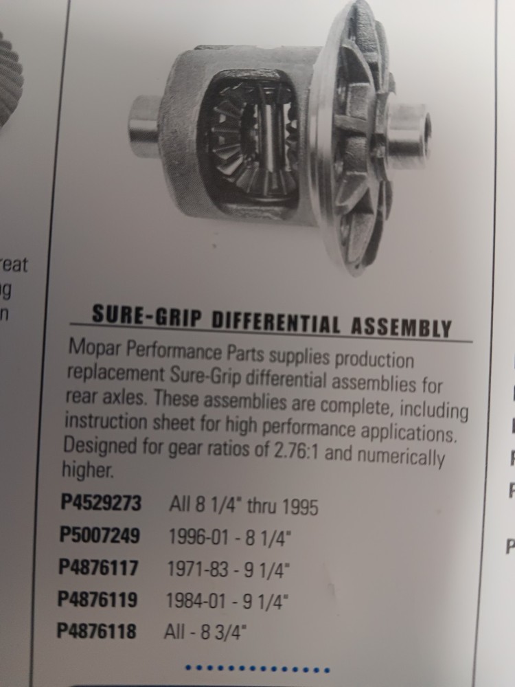 Mopar P4529273 Sure Grip Differential