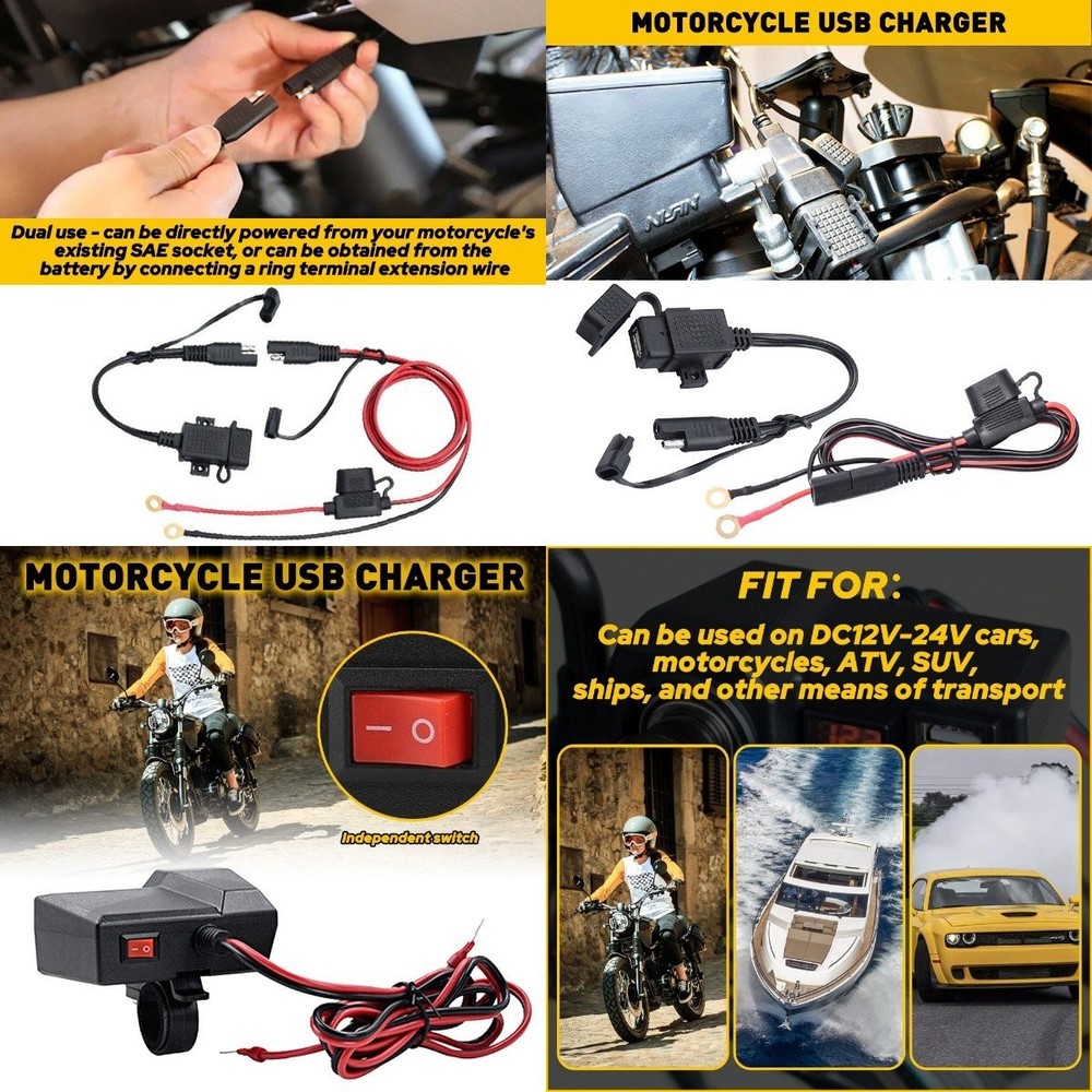 Motorcycle Handlebar Socket DualB Voltmeter Cigarette Lighter 12V 24V AUXITO J