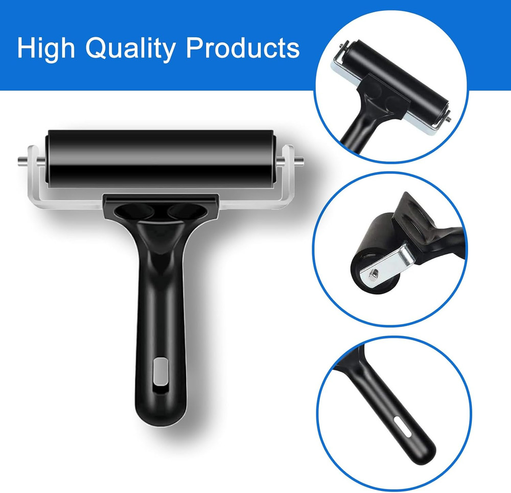 2 Pack Brayer Rollers, Professional Rubber Art Rollers with Comfortable Hand ...