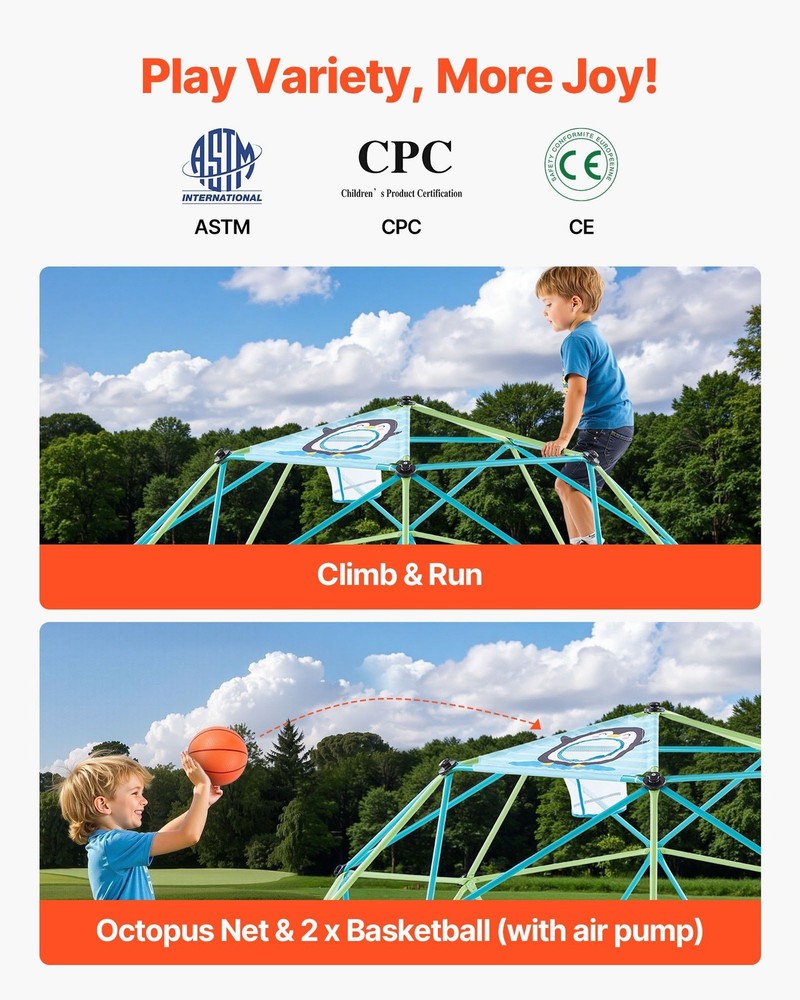 10FT Multi Player Climbing Dome 1000lb Capacity Fun Yard Activities