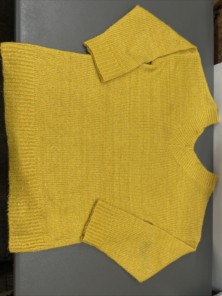 Superdown Women Yellow Pullover Sparkly Sweater Long Medium NWT