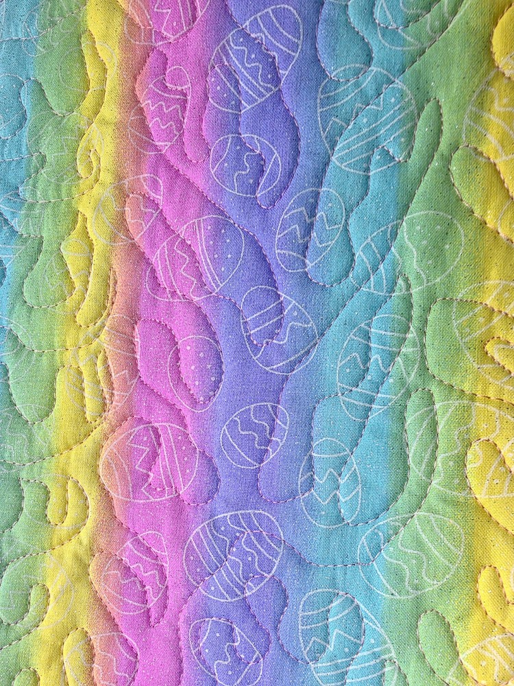 Handmade Quilted Table Runner Easter Eggs Rainbow glittered reversible bright