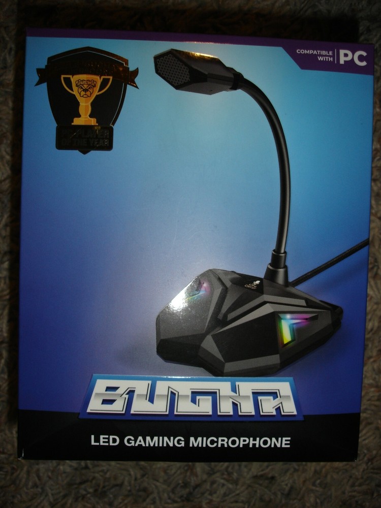 Bugha LED Light up gaming universal Mic Xbox PS4 PC adjustable microphone
