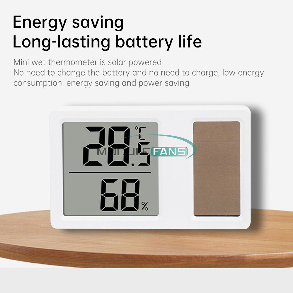 Solar power Temperature and Humidity Meter Mini Digital Thermometer Meter